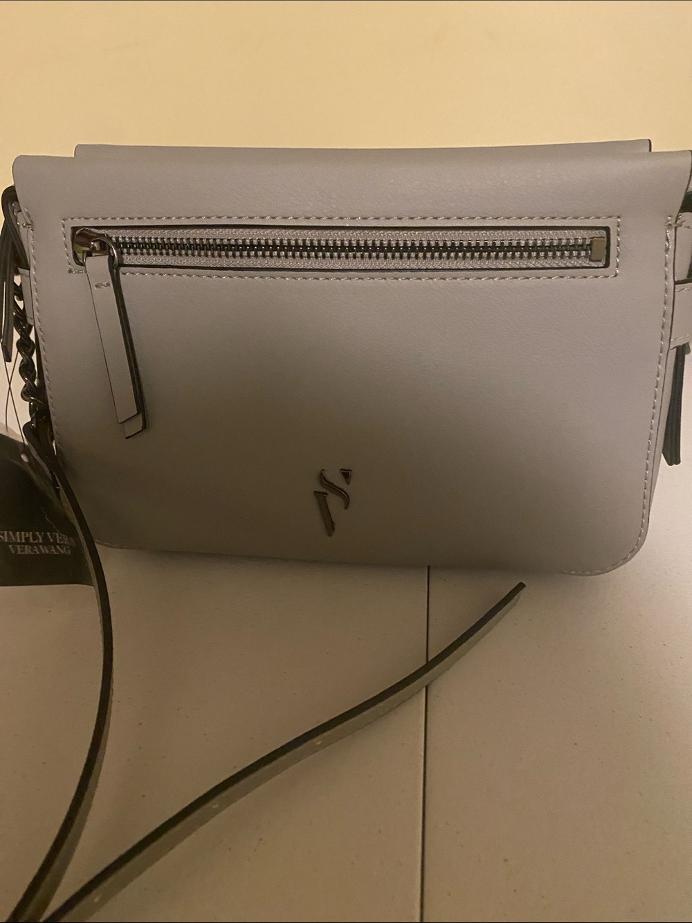 Vera Wang Light Gray Crossbody Belt Bag